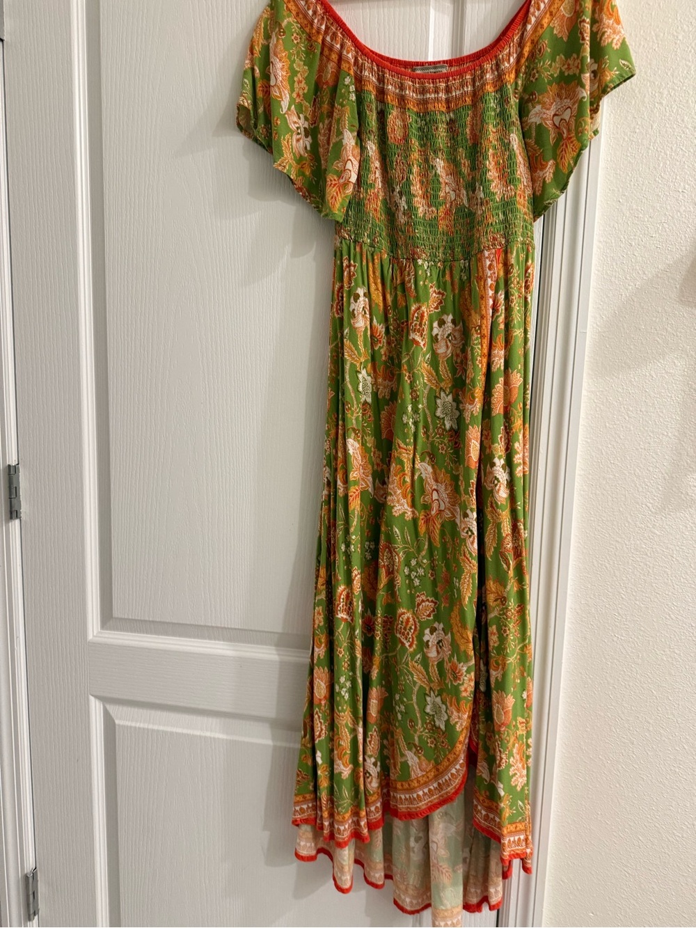 Flying Tomato Green and Orange Smocked Top